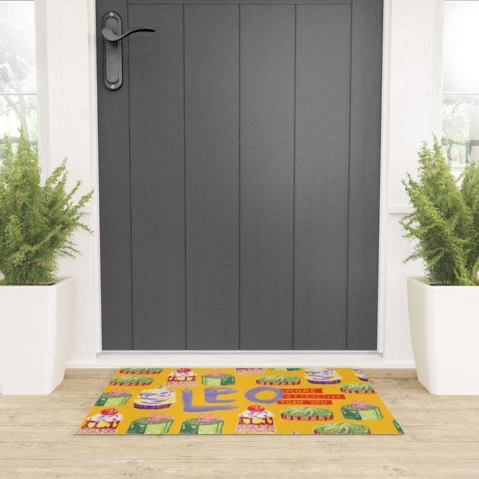 Leo Birthday Treats in Orange | Zodiac Series Welcome Mat Gallery Image 3