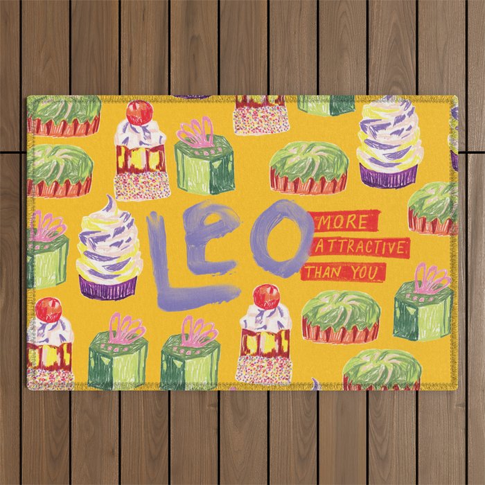 Leo Birthday Treats in Orange | Zodiac Series Outdoor Rug Gallery Image 1