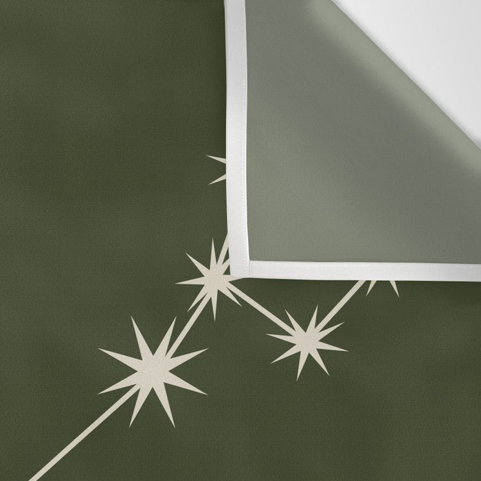 Pisces Zodiac Star Constellation Line Art Moss Green Wall Tapestry Gallery Image 3