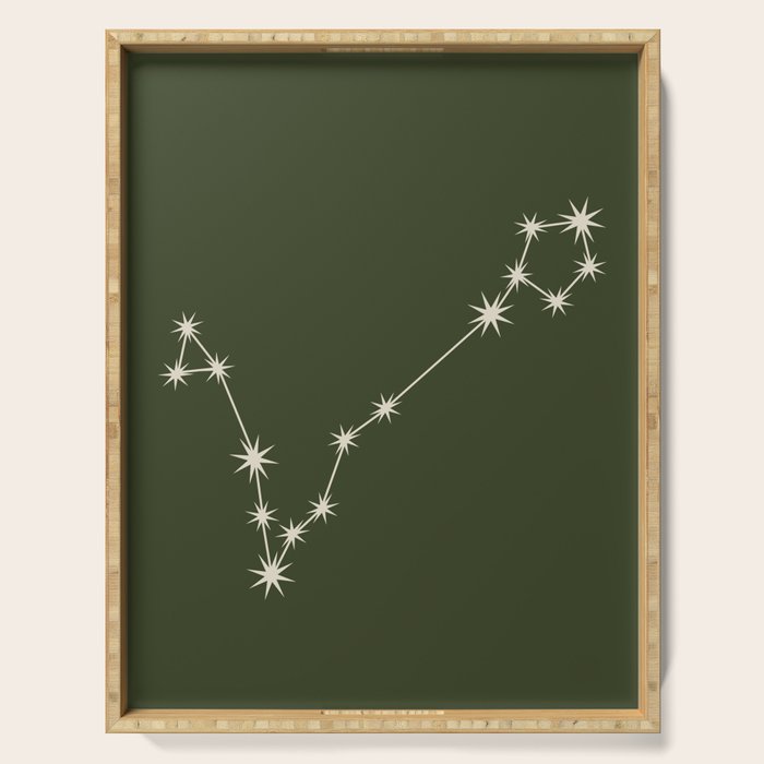Pisces Zodiac Star Constellation Line Art Moss Green Serving Tray Gallery Image 1