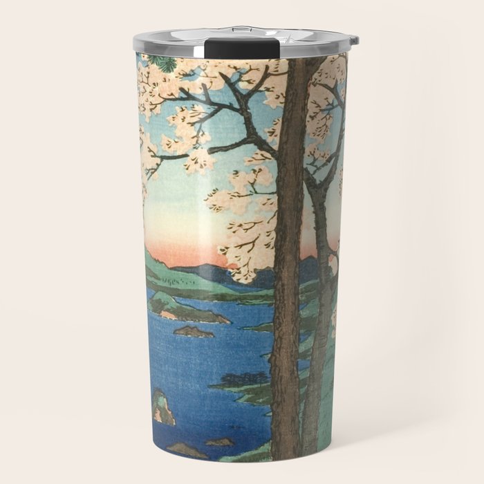 Utagawa Hiroshige - Inaba Province, Karo Koyama - Vintage Japanese Woodblock Print, 1853 Travel Mug Gallery Image 1