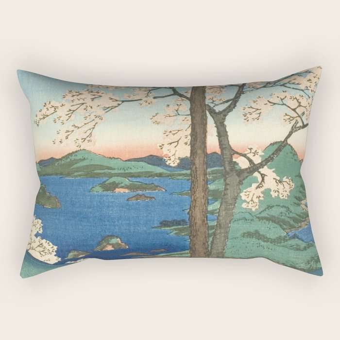 Utagawa Hiroshige - Inaba Province, Karo Koyama - Vintage Japanese Woodblock Print, 1853 Rectangular Pillow Gallery Image 1