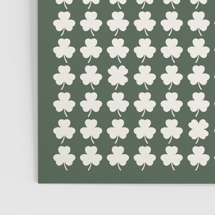 Clovers XXXIX Dark Green Botanical Pattern Poster Gallery Image 3