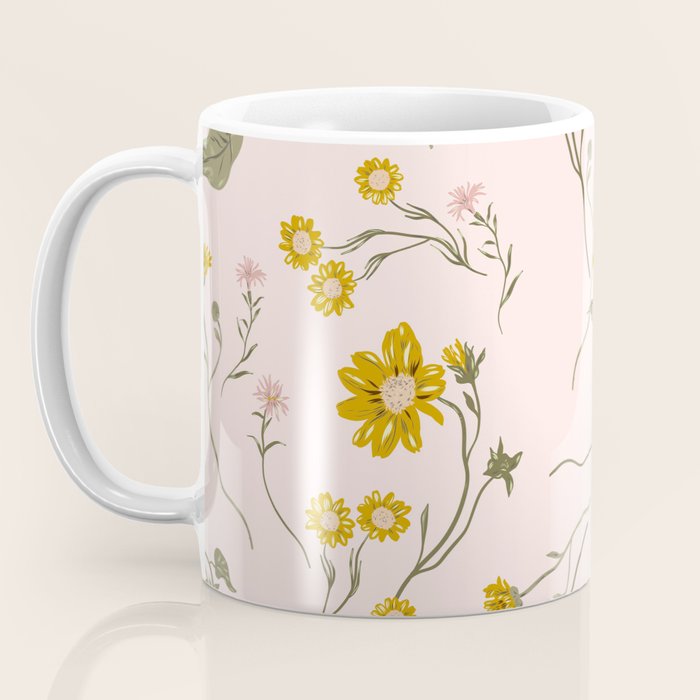 seamless pattern with small flowers on a pink background Coffee Mug Gallery Image 3