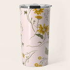 seamless pattern with small flowers on a pink background Travel Mug Gallery Image 1