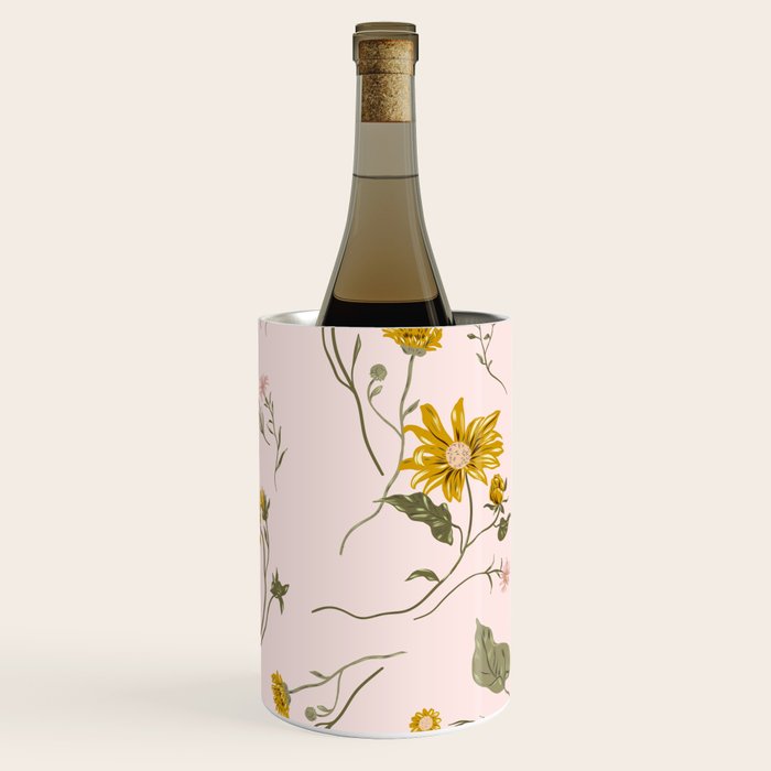 seamless pattern with small flowers on a pink background Wine Chiller Gallery Image 1
