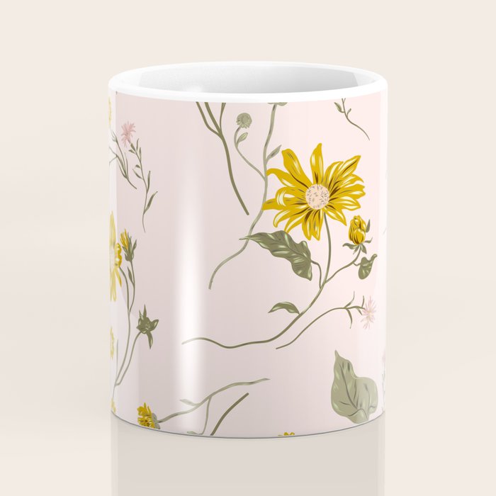 seamless pattern with small flowers on a pink background Coffee Mug Gallery Image 4