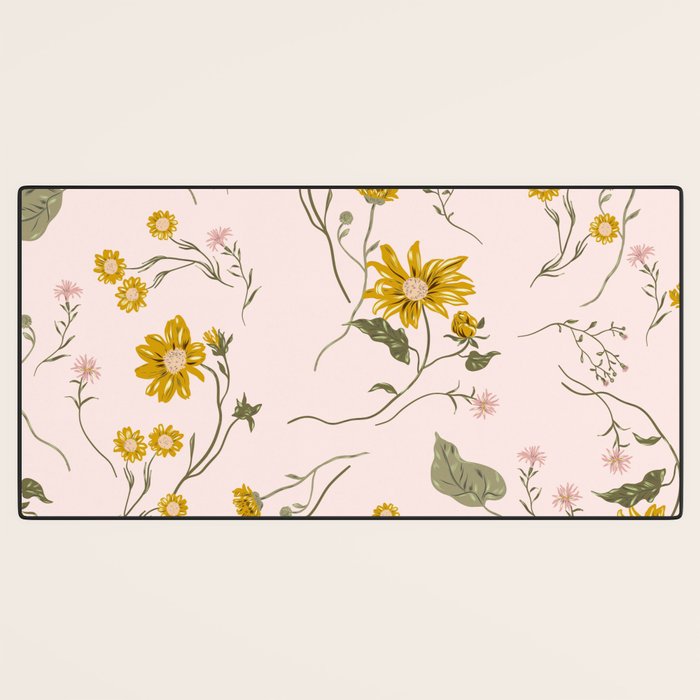 seamless pattern with small flowers on a pink background Desk Mat Gallery Image 3