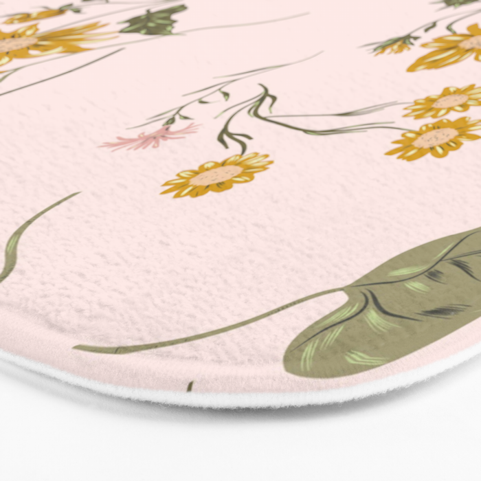 seamless pattern with small flowers on a pink background Bath Mat Gallery Image 3