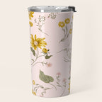 seamless pattern with small flowers on a pink background Travel Mug Gallery Image 2