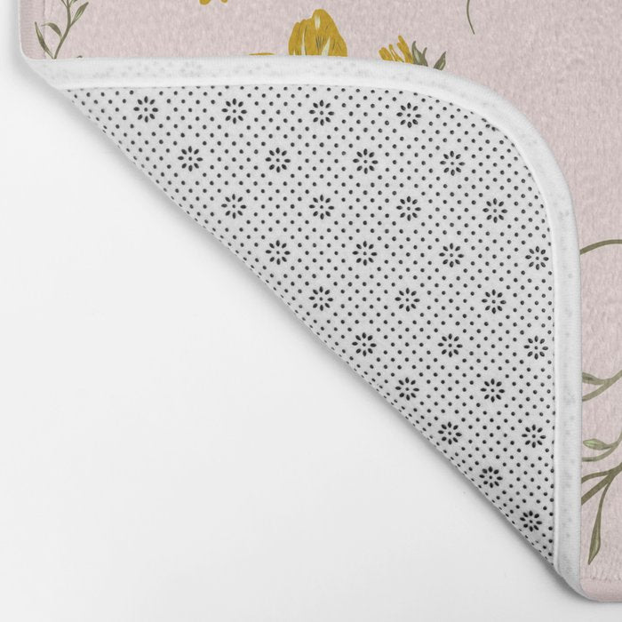 seamless pattern with small flowers on a pink background Bath Mat Gallery Image 2