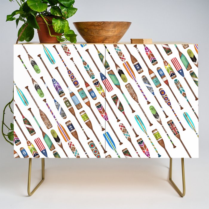 Paddles Oars Lake Life Colorful Oar lake house art Credenza Gallery Image 1