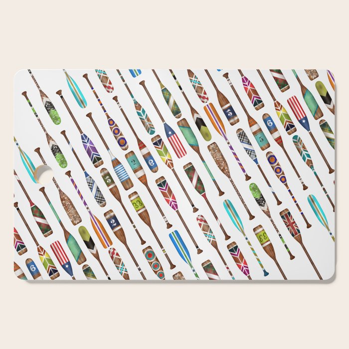 Paddles Oars Lake Life Colorful Oar lake house art Cutting Board Gallery Image 1
