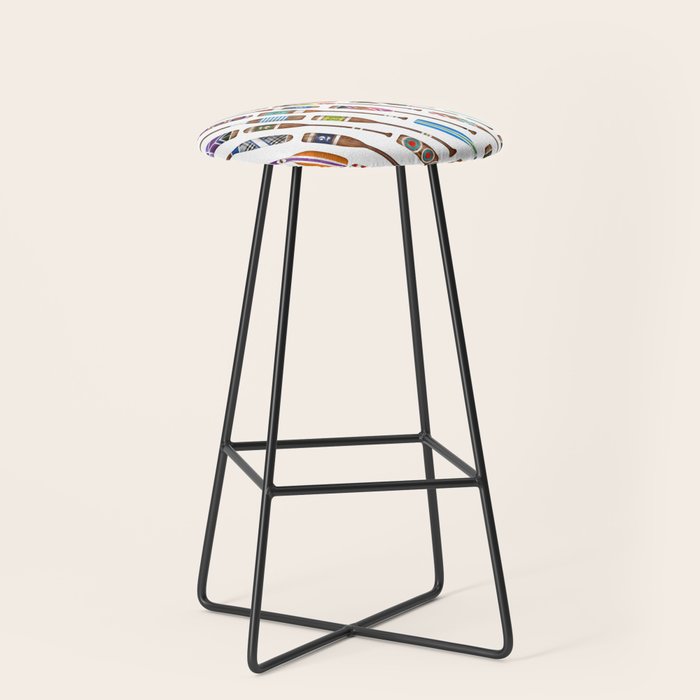 Paddles Oars Lake Life Colorful Oar Lake House Art Stool