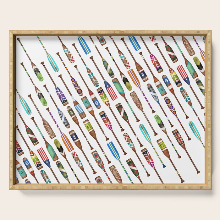 Paddles Oars Lake Life Colorful Oar lake house art Serving Tray Gallery Image 1