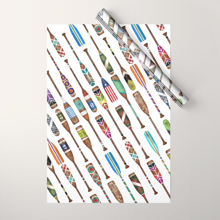 Paddles Oars Lake Life Colorful Oar lake house art Wrapping Paper Gallery Image 1