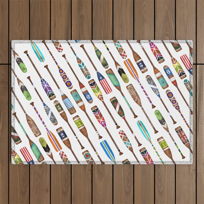Paddles Oars Lake Life Colorful Oar lake house art Outdoor Rug Gallery Image 1