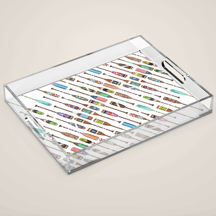 Paddles Oars Lake Life Colorful Oar lake house art Acrylic Tray Gallery Image 1