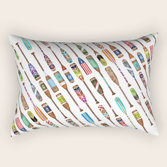 Paddles Oars Lake Life Colorful Oar lake house art Rectangular Pillow Gallery Image 2