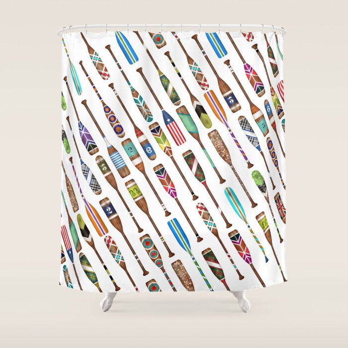 Paddles Oars Lake Life Colorful Oar lake house art Shower Curtain Gallery Image 1