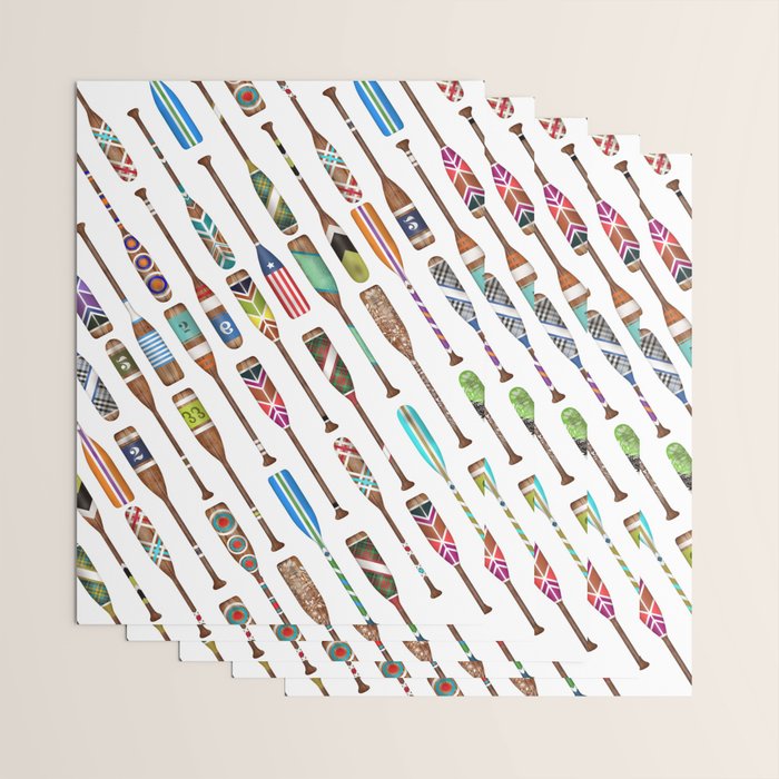 Paddles Oars Lake Life Colorful Oar lake house art Wrapping Paper Gallery Image 3