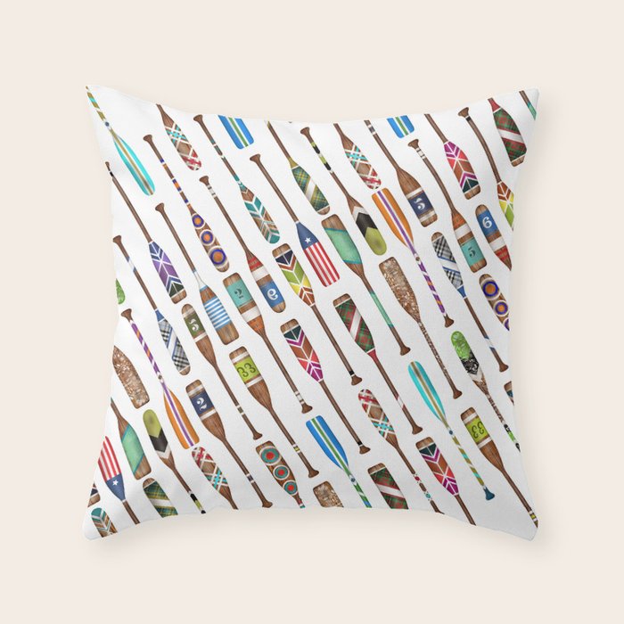 Paddles Oars Lake Life Colorful Oar lake house art Throw Pillow Gallery Image 1