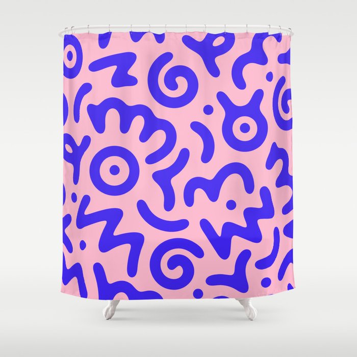 Colorful fun doodle symbol art pattern Shower Curtain Gallery Image 1