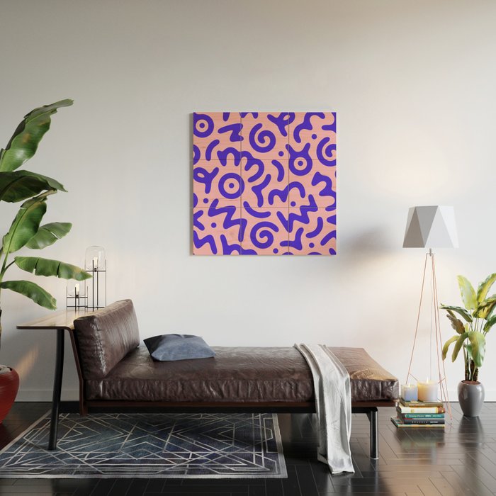 Colorful fun doodle symbol art pattern Wood Wall Art Gallery Image 2