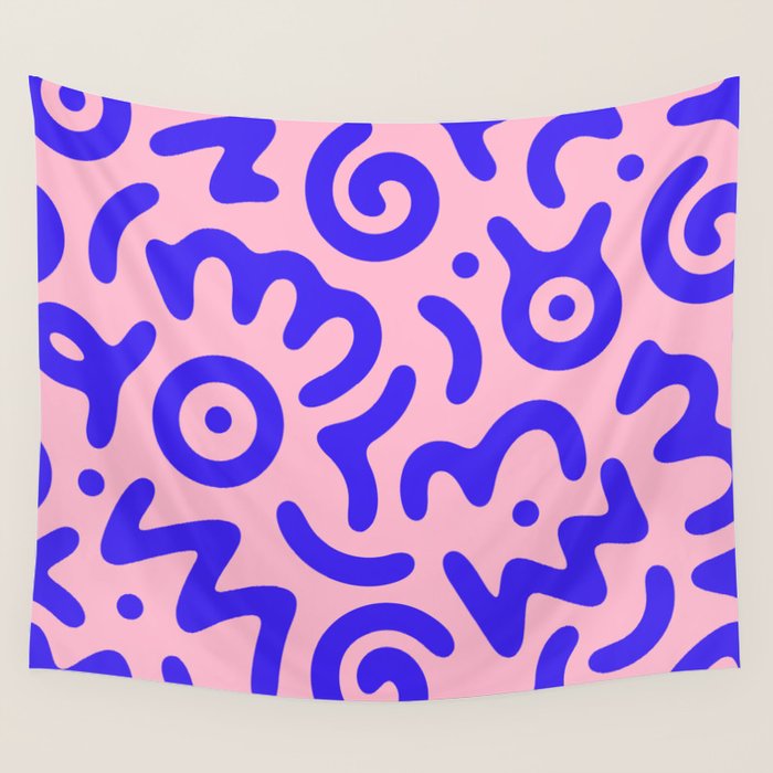 Colorful fun doodle symbol art pattern Wall Tapestry Gallery Image 4