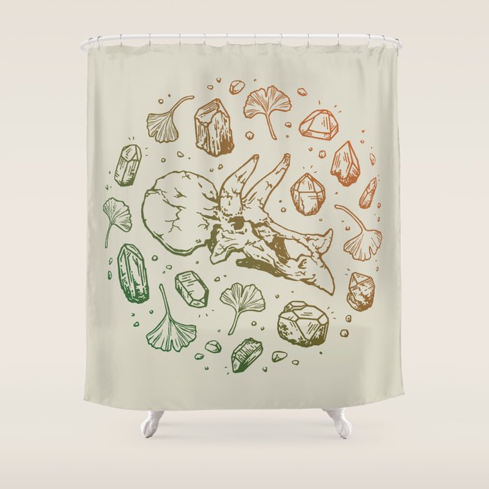 Triceratops Rocks! | Leaf Green & Pumpkin Spice Ombré Shower Curtain Gallery Image 1