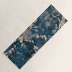 Rustic modern navy blue white gradient floral Yoga Mat Gallery Image 1