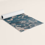 Rustic modern navy blue white gradient floral Yoga Mat Gallery Image 2