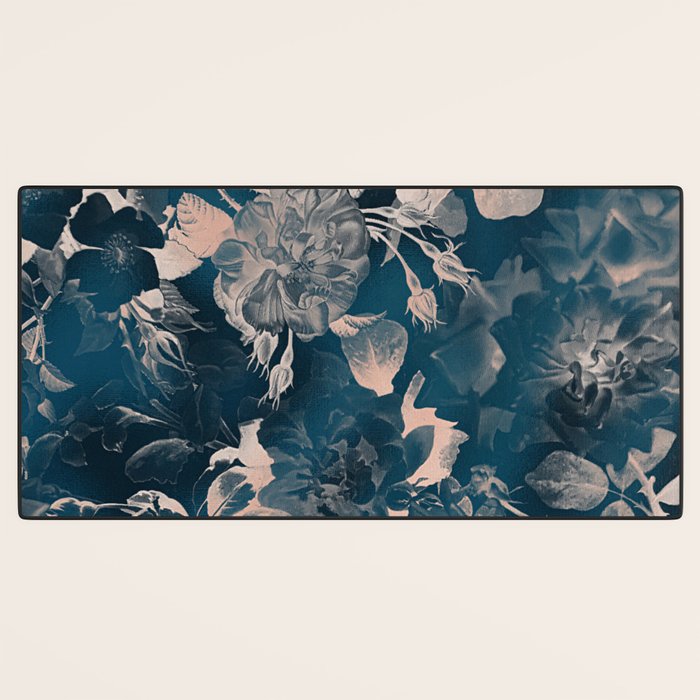 Rustic modern navy blue white gradient floral Desk Mat Gallery Image 3