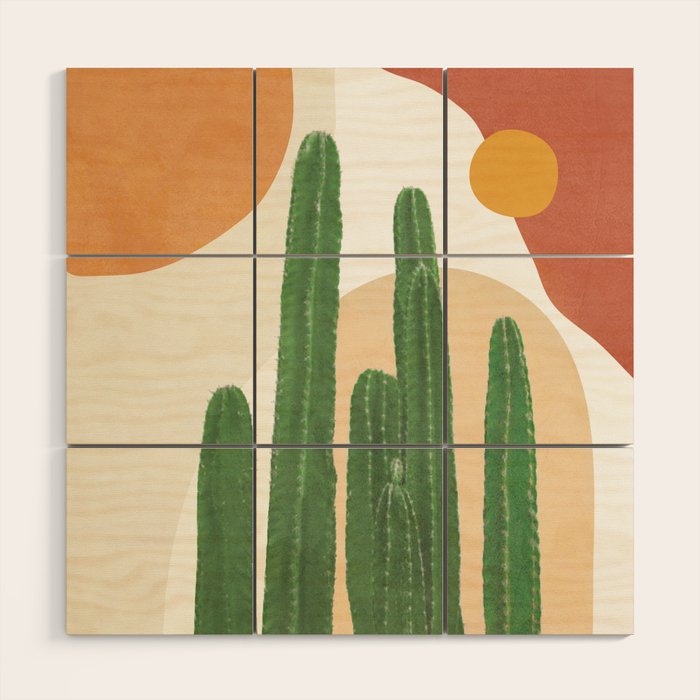 Abstract Cactus I Wood Wall Art Gallery Image 1