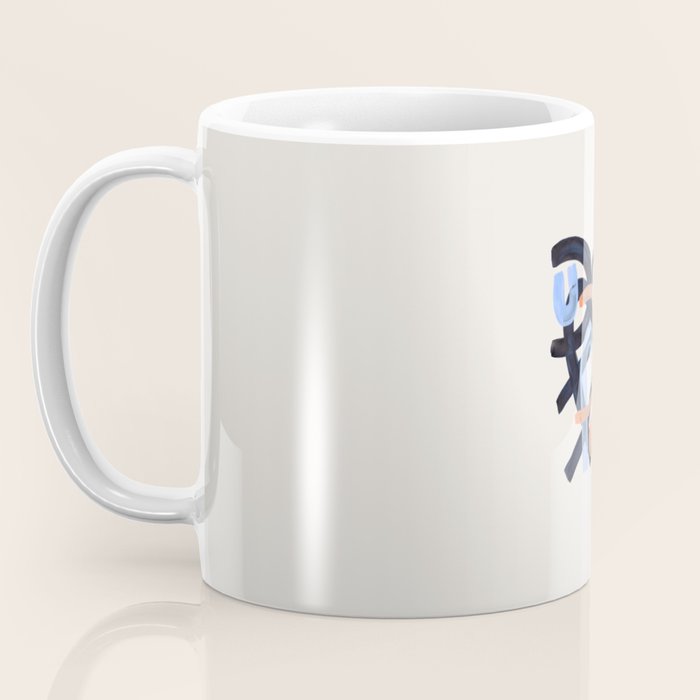 Midcentury Modern Minimalist Funky Cool Tribal Pattern Paynes Grey Pastel Blue Tan Shapes by Ejaaz Haniff Coffee Mug Gallery Image 3