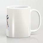 Midcentury Modern Minimalist Funky Cool Tribal Pattern Paynes Grey Pastel Blue Tan Shapes by Ejaaz Haniff Coffee Mug Gallery Image 1