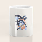 Midcentury Modern Minimalist Funky Cool Tribal Pattern Paynes Grey Pastel Blue Tan Shapes by Ejaaz Haniff Coffee Mug Gallery Image 4