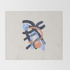 Midcentury Modern Minimalist Funky Cool Tribal Pattern Paynes Grey Pastel Blue Tan Shapes by Ejaaz Haniff Throw Blanket Gallery Image 2