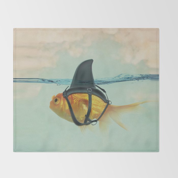 Brilliant DISGUISE - Goldfish with a Shark Fin Throw Blanket Gallery Image 2