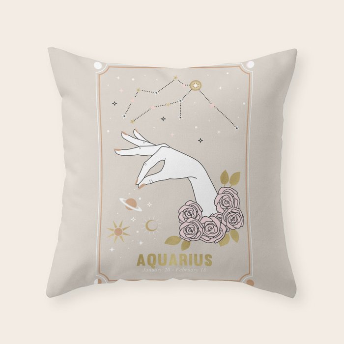 Aquarius Zodiac Sign Throw Pillow Gallery Image 1