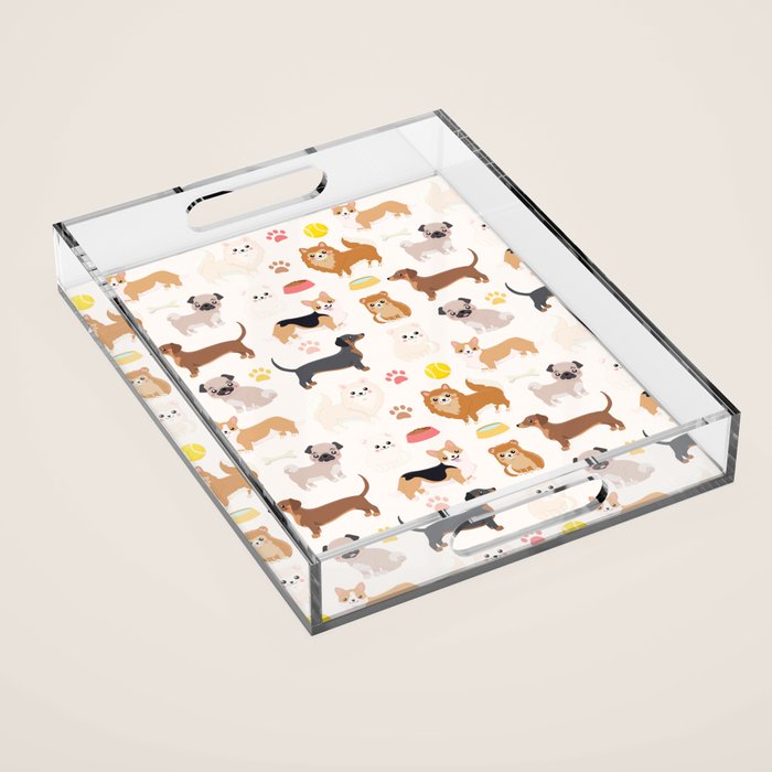 Cute Dog Pattern Acrylic Tray Gallery Image 1