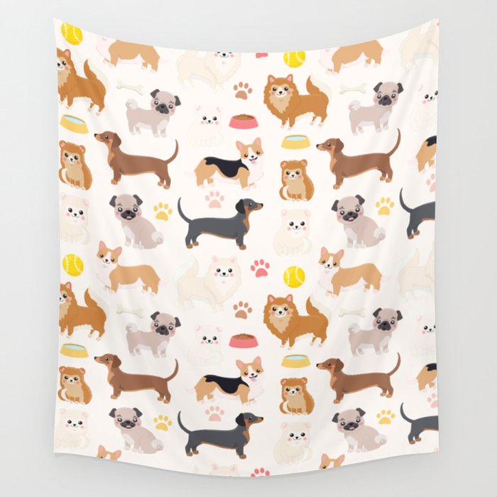 Cute Dog Pattern Wall Tapestry Gallery Image 4