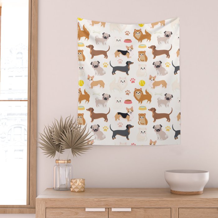 Cute Dog Pattern Wall Tapestry Gallery Image 2