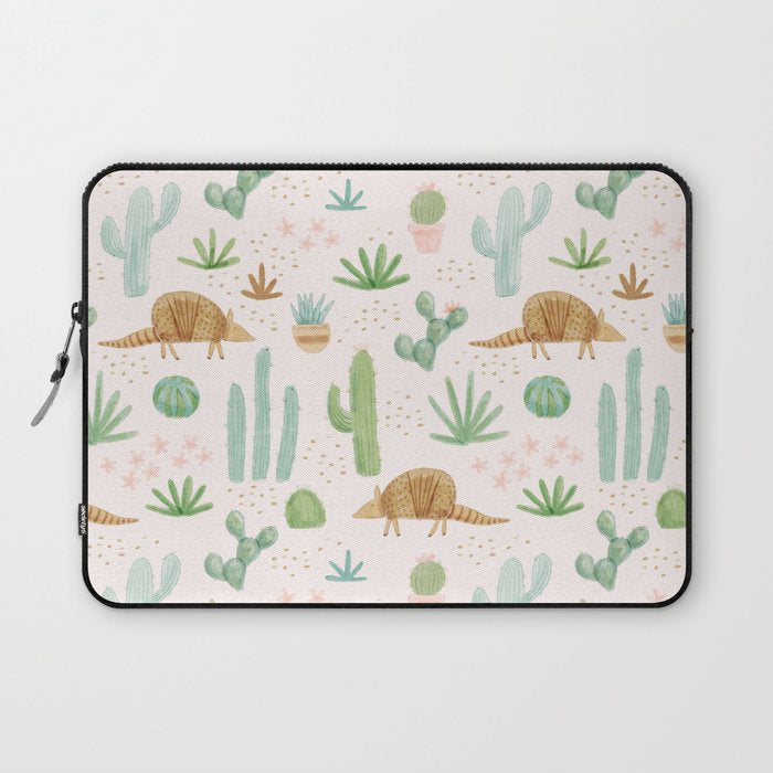 Armadillos in the Desert - Watercolor Laptop Sleeve Gallery Image 1