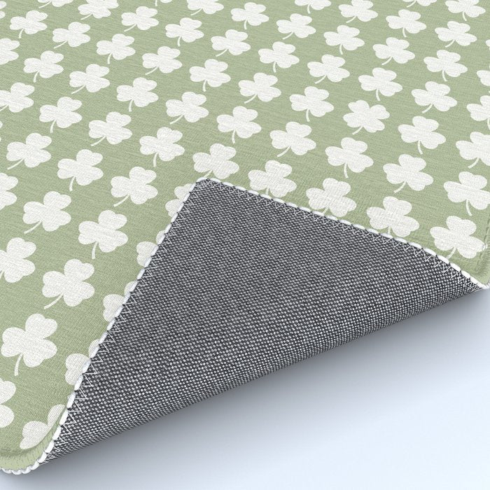 Clovers XXVI Natural Green Botanical Pattern Rug Gallery Image 4