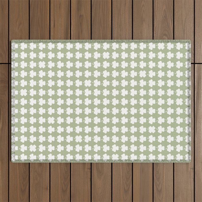 Clovers XXVI Natural Green Botanical Pattern Outdoor Rug Gallery Image 1
