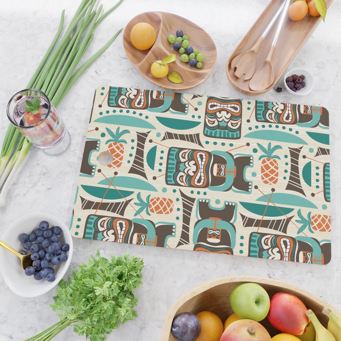 Tiki Hut Cream Aqua Cutting Board Gallery Image 2