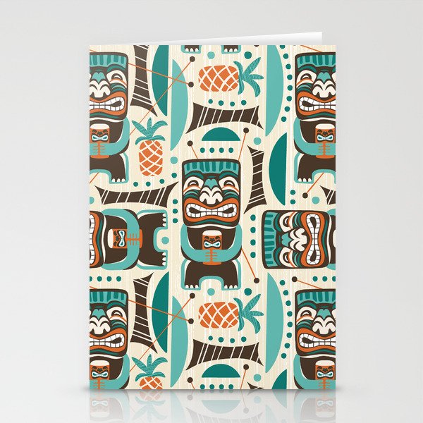 Tiki Hut Cream Aqua Stationery Card Gallery Image 1