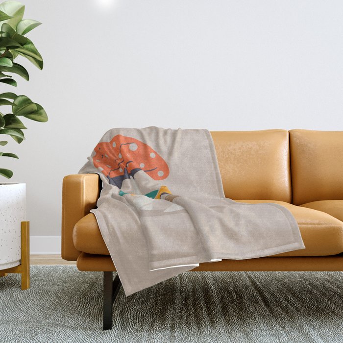 Cat and Plant 47: Mushroom Cats Throw Blanket Gallery Image 1
