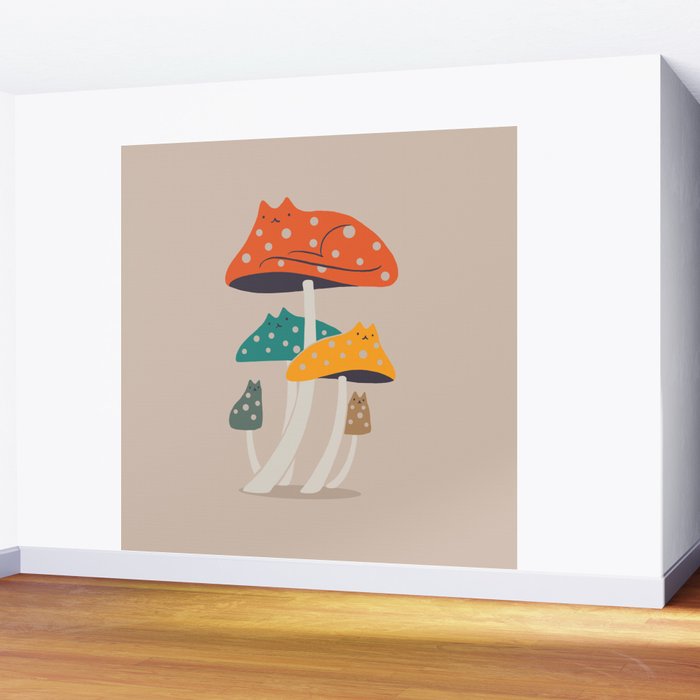 Cat and Plant 47: Mushroom Cats Wall Mural Gallery Image 2